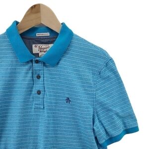 Original Penguin Heritage Slimfit Quarter Button Short Sleeve Polo T Shirt Med